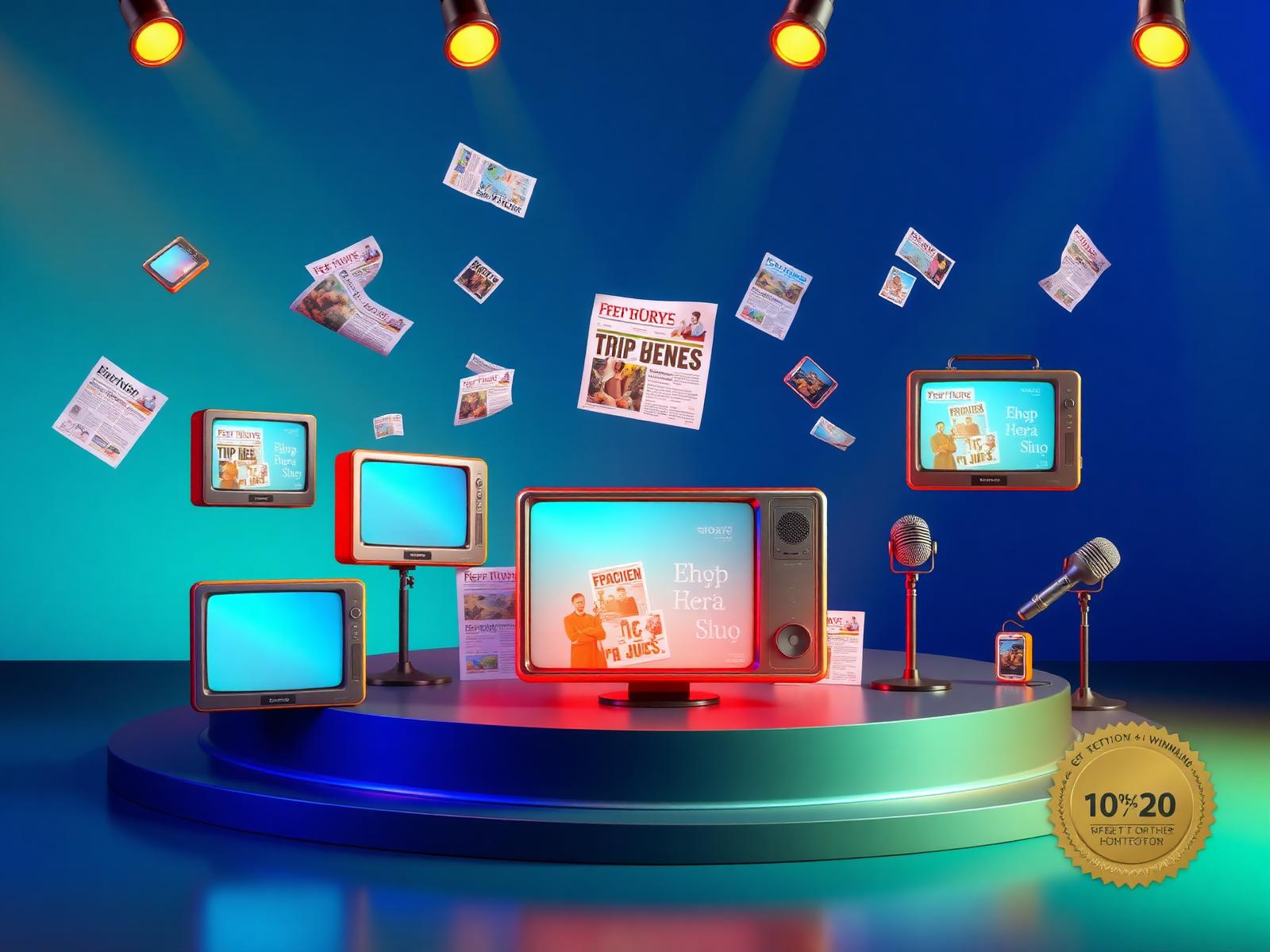 Illustration of press, television and newspaper media
