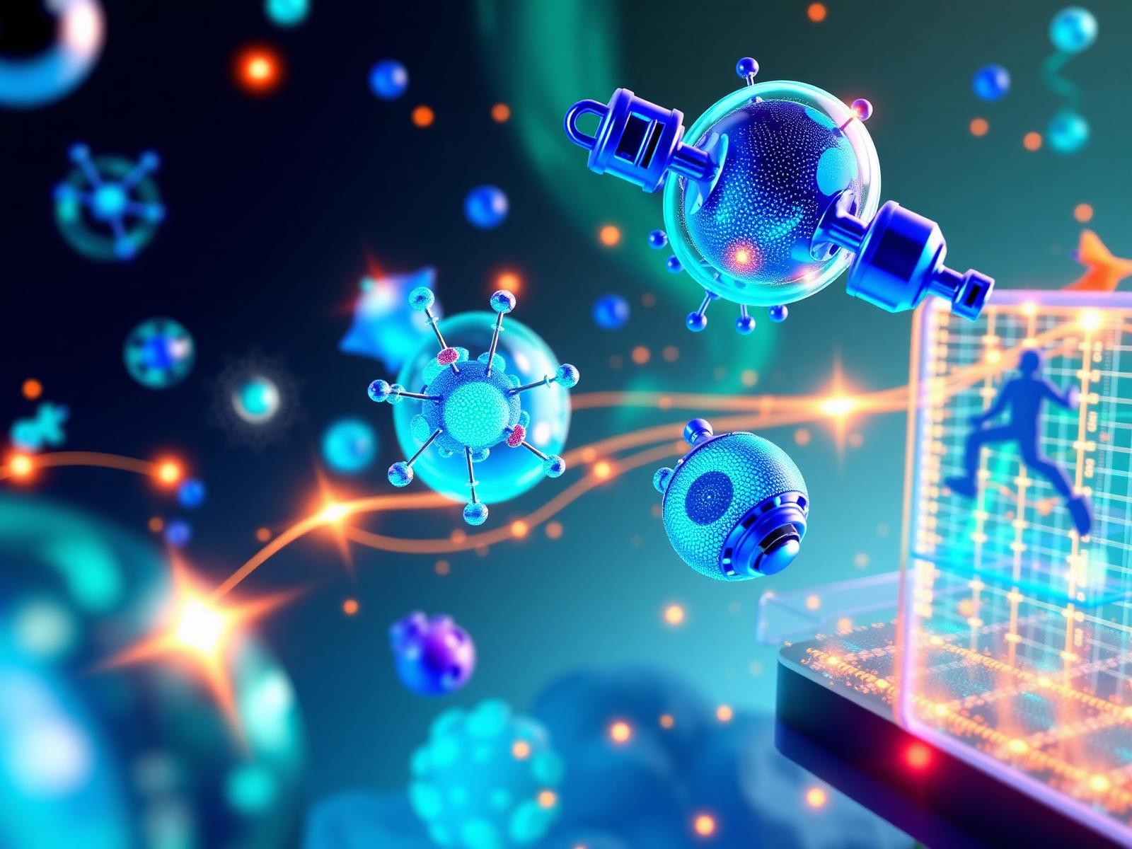 Scientific research and molecular visualization illustration